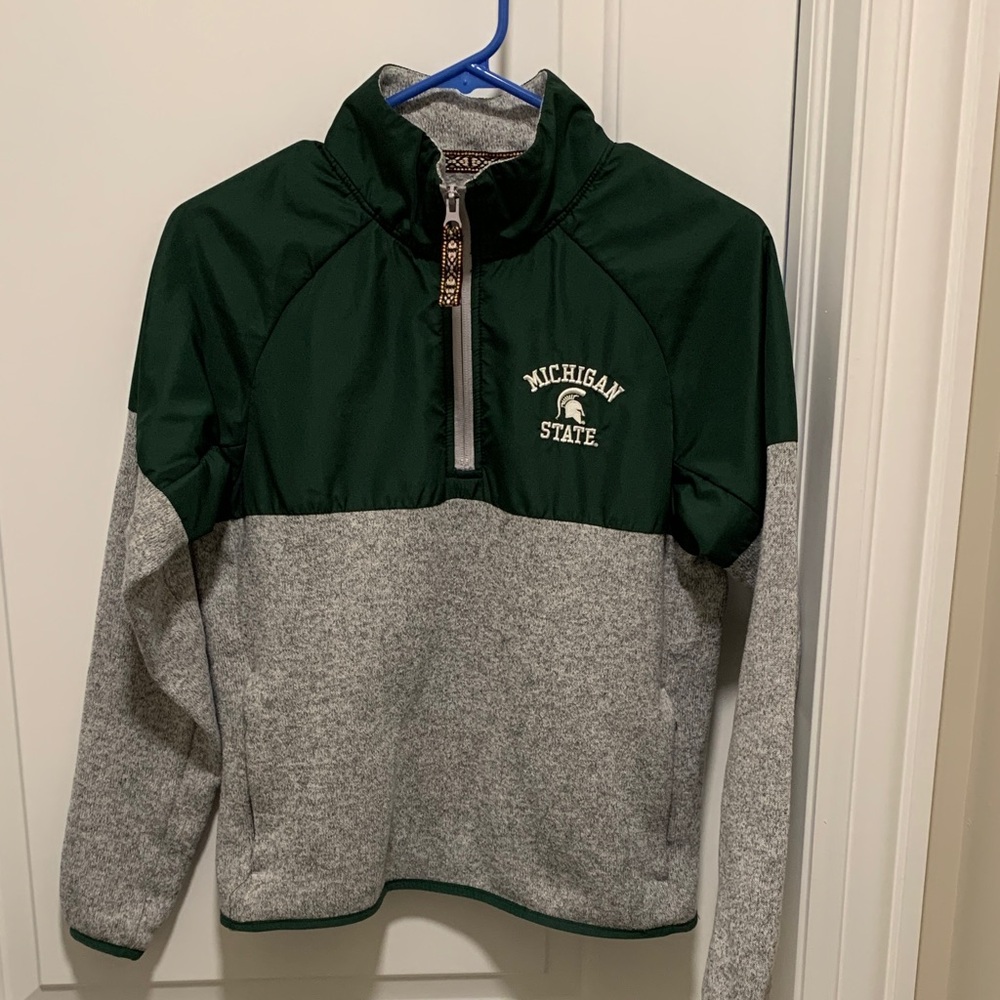 Michigan State Green and Gray Half-Zip Pullover Sweatshirt